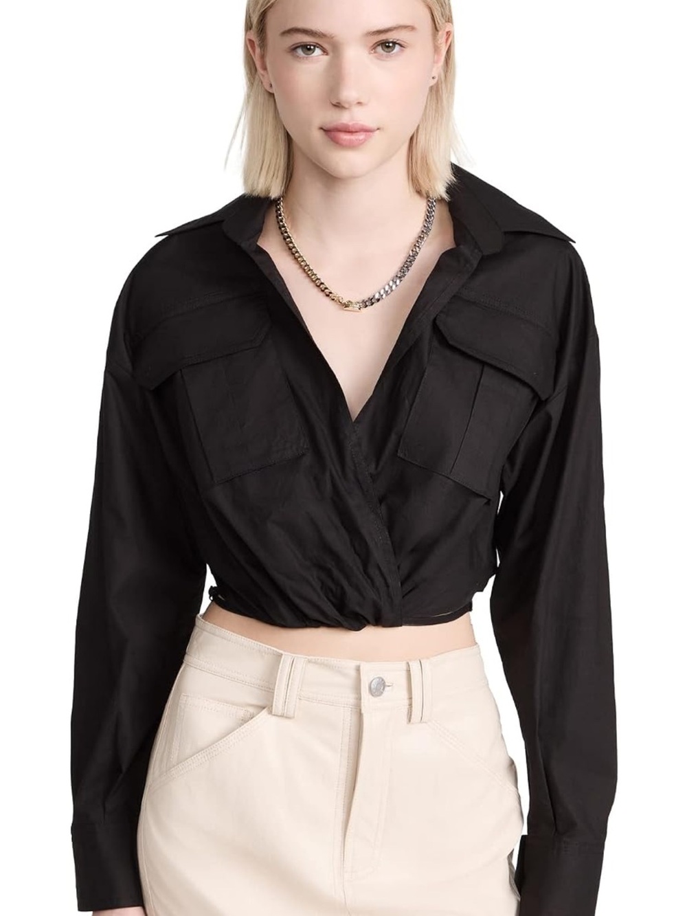 A.L.C. Black Cropped Utility Shirt